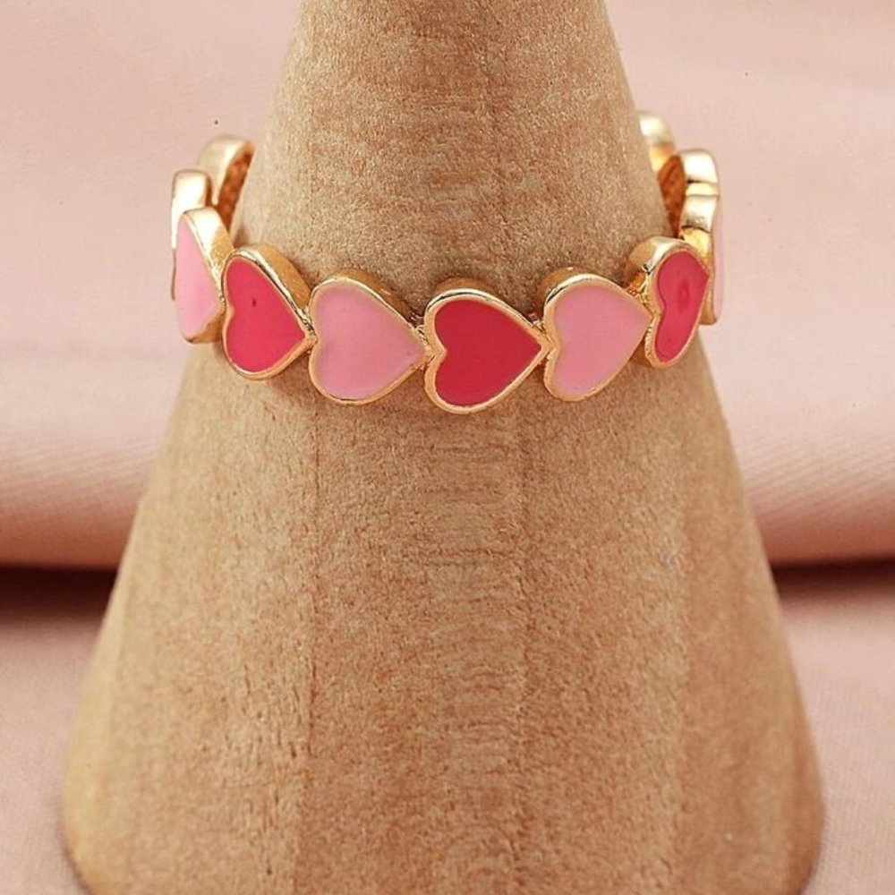 Heart Design Cuff Ring with box